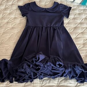 Elegant Navy Kids Dress with Ruffle Hem